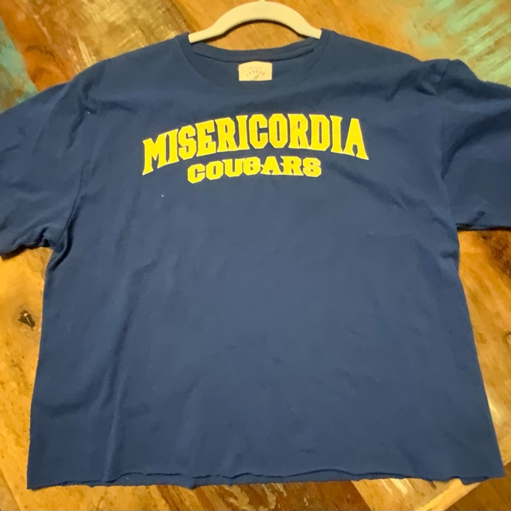 League Blue T-Shirt with Yellow Misericordia Cougars Print - Picture 3 of 4